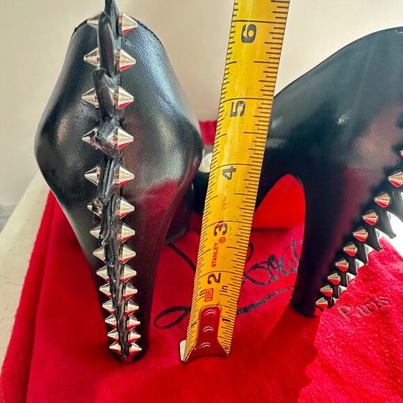 Christian Louboutin Electropump Black Nappa Leather Size 35 Pumps Red Bottoms - Picture 15 of 16